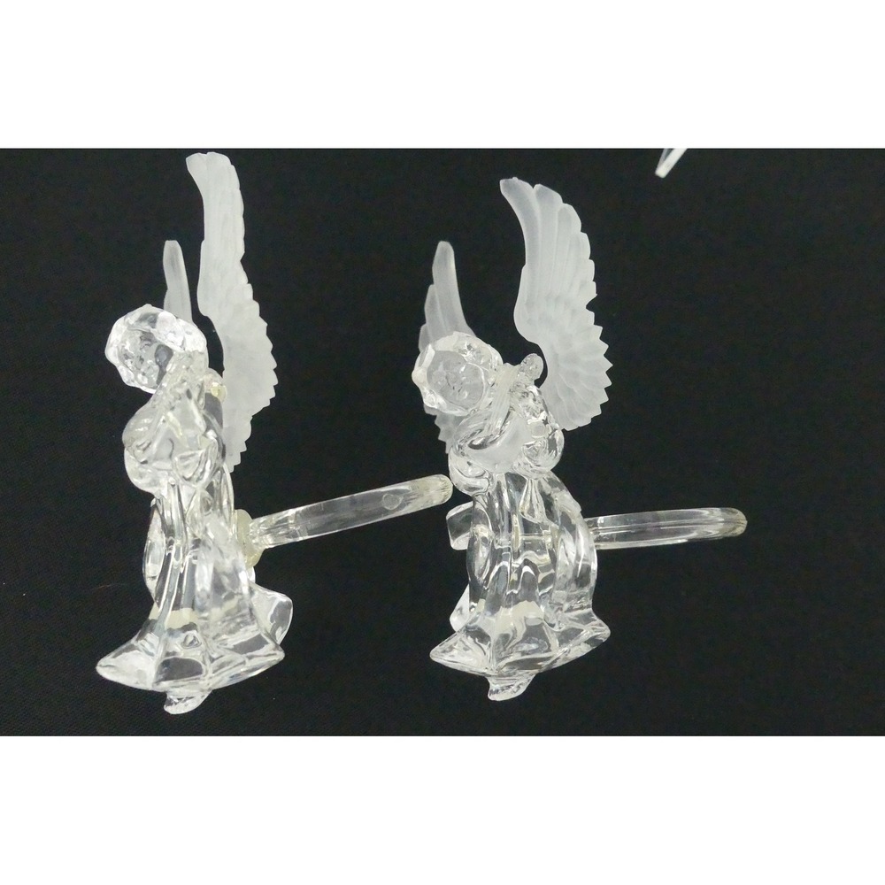 Set of 4 Vintage Clear Acrylic Angel Napkin Rings Frosted Wings Musical Cherubs - Picture 3 of 7